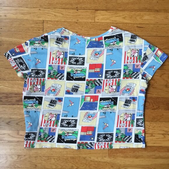 Zara Trafualuc Comic Graphic Short Sleeve Tshirt Top - Picture 5 of 6